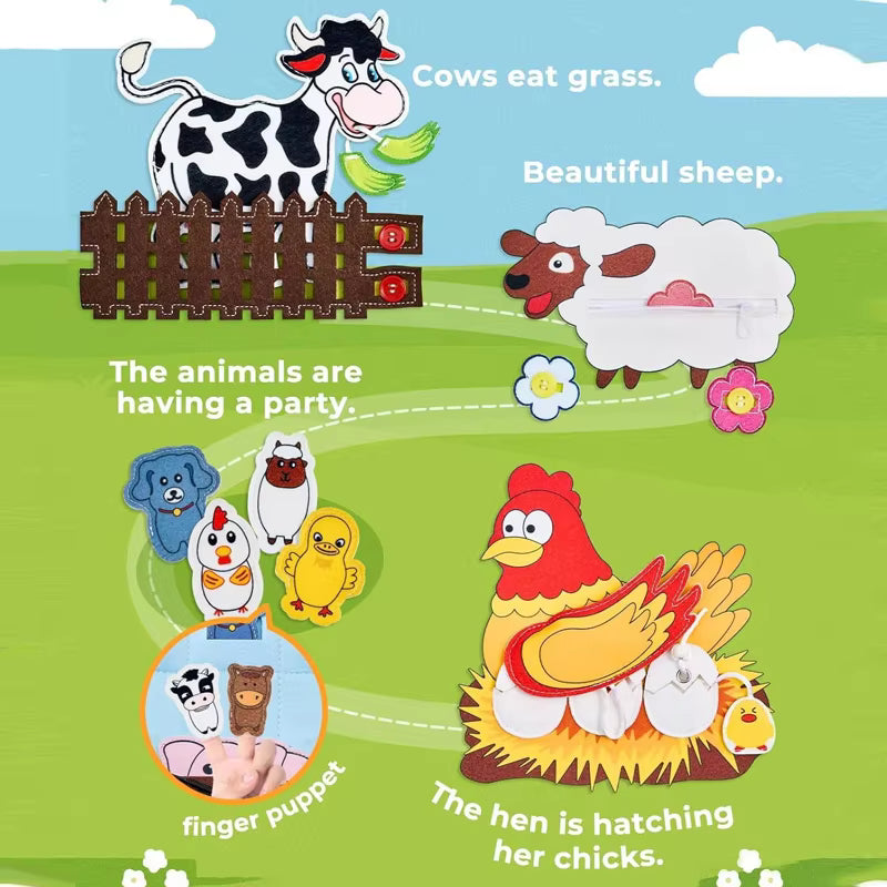 Cub Hub Montessori Farm Animal Busy Felt Book